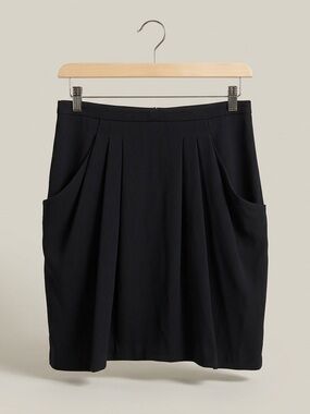 M.M.LaFleur Soho Skirt Black Origami Pleat Pockets Japanese Crepe Size 10